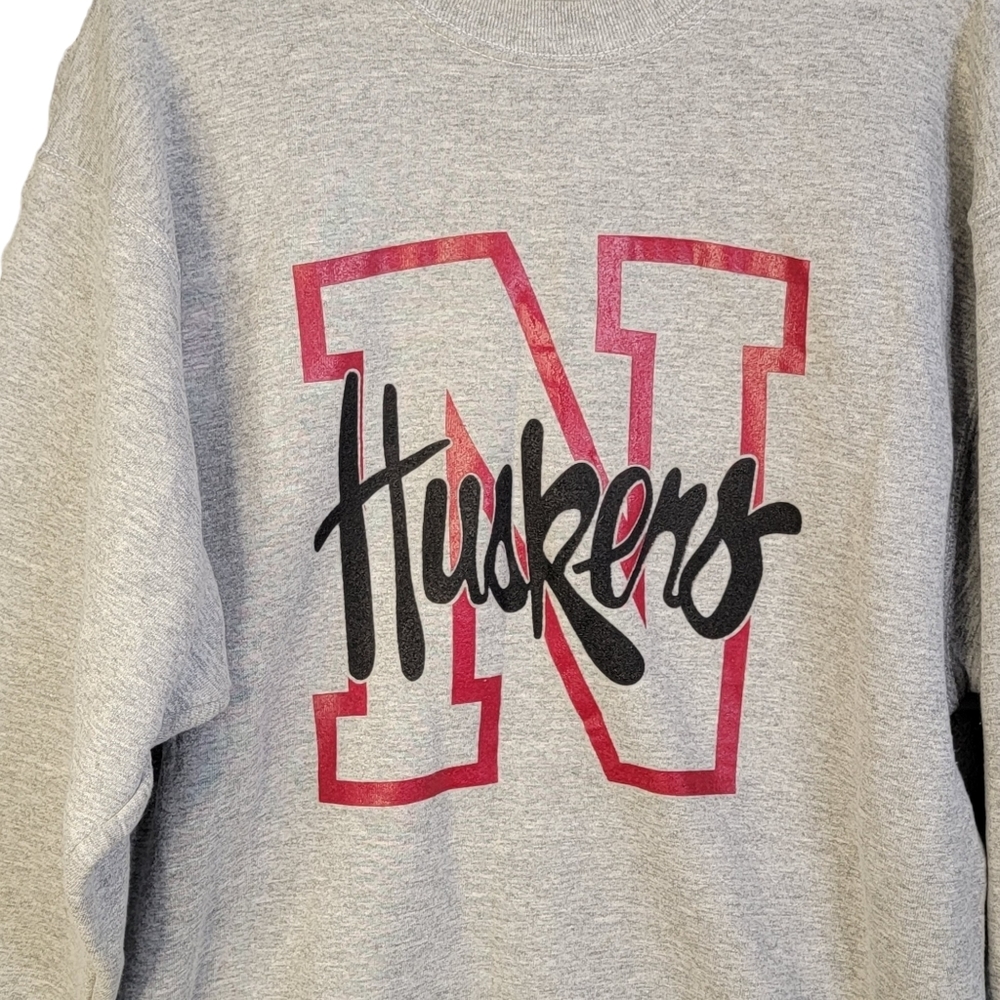 Nebraska Cornhuskers Script Spell out Vintage 80's 90's Heavyweight Crewneck L - Picture 2 of 12